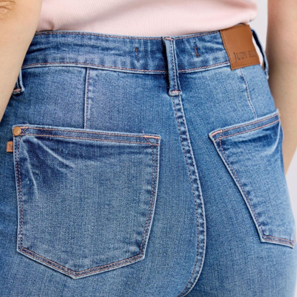 Judy Blue High Waist Contrast Thread Straight Jeans - Picture 5 of 5
